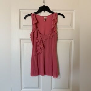 Sweet Pea by Stacy Frati Pink Ruffled Tank Top Size L Romantic Coquette Chic
